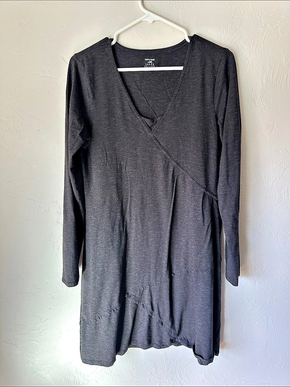 Horny Toad Long Sleeve Dress in Black/Charcoal Size Large